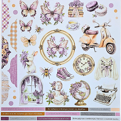 Papel para Scrapbook 30.5 x 31.5 Coleção Meu Refúgio Tema Frases