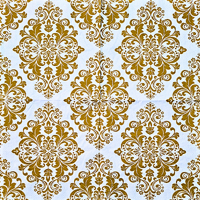 Guardanapo para Decoupage 33x33 Arabesco Dourado em Fundo Branco