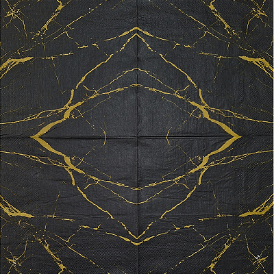 Guardanapo para Decoupage 33x33 Mármore Preto e Dourado