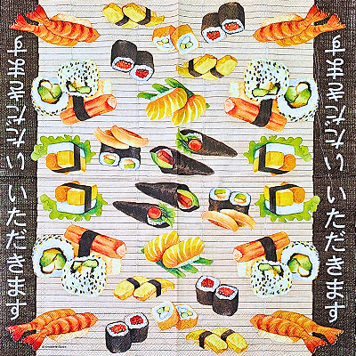 Guardanapo para Decoupage 33x33 Culinária Japonesa
