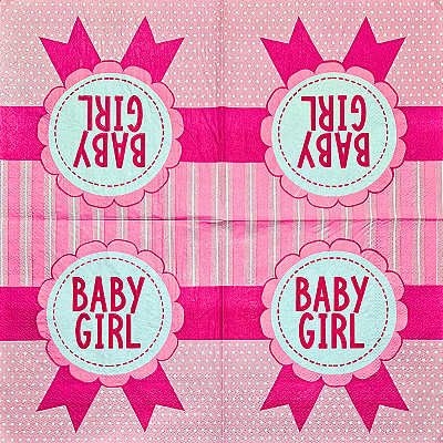Guardanapo para Decoupage 33x33 Tema Chá Revelação Menina