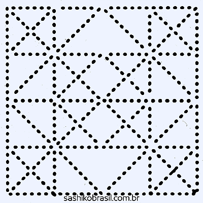Gabarito para Bordado Sashiko 10cm x 10cm em Stencil Modelo 46