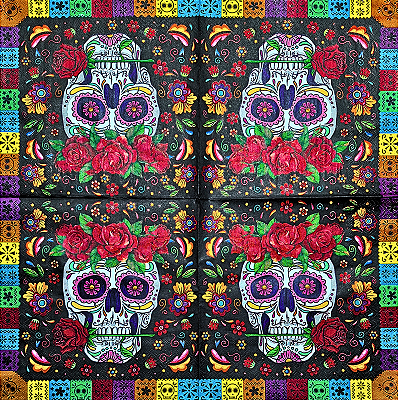 Guardanapo para Decoupage 33x33 Caveira Mexicana Día de Los Muertos