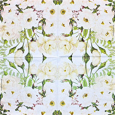 Guardanapo para Decoupage 33x33 Rosas Brancas by Adriana Sanmartin