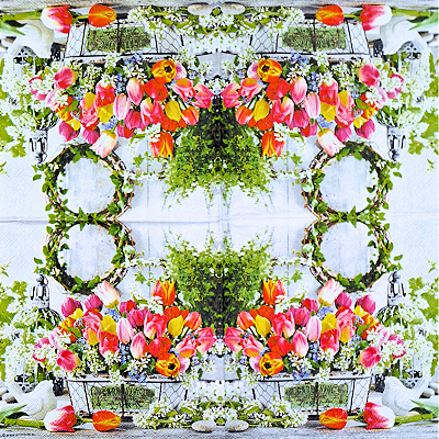 Guardanapo para Decoupage 33x33 Cesta de Flores