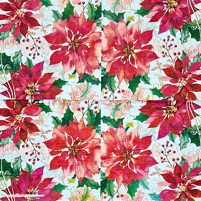 Guardanapo para Decoupage 33x33 Flores de Azevinho