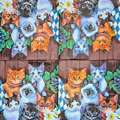 Guardanapo para Decoupage 33x33 Gatinhos Fofinhos