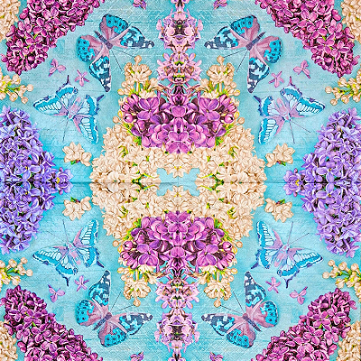 Guardanapo para Decoupage 33x33 Borboletas em Floral Vintage