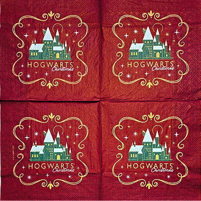 Guardanapo para Decoupage 33x33 Natal em Hogwarts Harry Potter