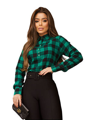Camisa Manga Longa Xadrez Verde