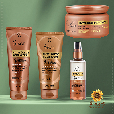 Combo Siàge Nutri Óleos Poderosos: Shampoo + Condicionador + Máscara + Óleo Bifásico