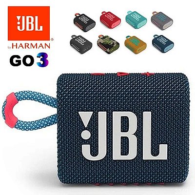 JBL-Original Go 3 Alto-falante Bluetooth portátil, Subwoofers graves poderosos,