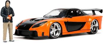 Miniatura Han E Mazda Rx-7 C/ Boneco Velozes E Furiosos 1/24