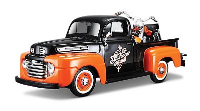 Miniatura Pick-up Ford Retro + Moto - Escala 1/24 - Maisto