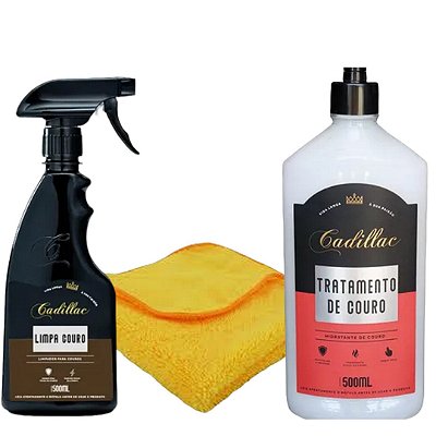 Kit Limpeza Automotiva - Hidratante de couro + Limpa Couro + Pano Microfibra