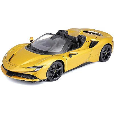 Miniatura carro Ferrari SF90 Spider dourada - 1/18
