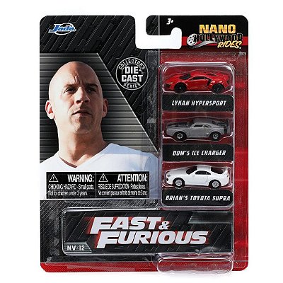 Set Nano Velozes E Furiosos Supra/Lykan/Charger Jada 1:65