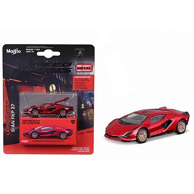 Miniatura Carro Lamborghini Sian vermelha 1/64 Speed icons