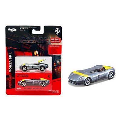 Miniatura carro Ferrari Monza SP1 prata 1/64 Speed icons