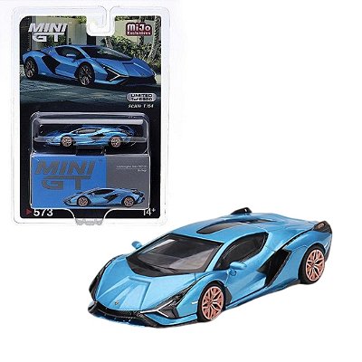 Miniatura carro Lamborghini Sian FKP azul Mini GT 1/64