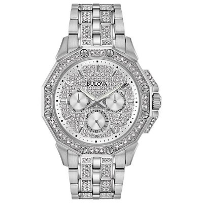 Relogio Bulova Men's Crystal Octava Chronograph Quartz Prata