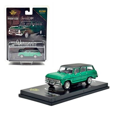 Miniatura carro Chevrolet Veraneio Luxo verde 1974 1/64