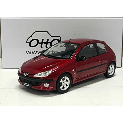 Miniatura carro Peugeot 206 S16 1999 vermelho 1/18 resina