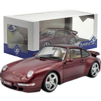 Miniatura carro Porsche 911 (993) Turbo vinho 1/18 solido