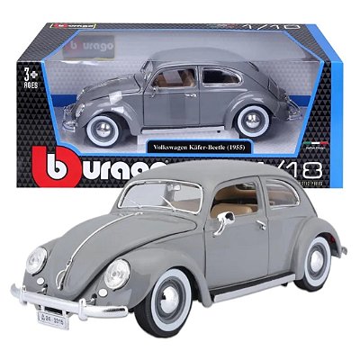 Miniatura carro Volkswagen Fusca 1955 1/18 - cinza
