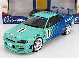 Miniatura carro Nissan Skyline R34 Falken 1/18 - Solido