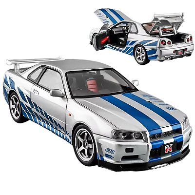 Miniatura carro Nissan Skyline Brian c/ Luz e Som 1/18-metal