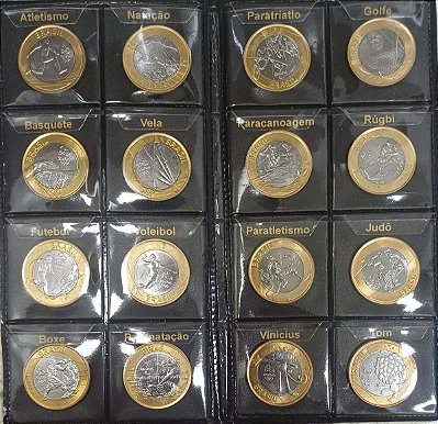Conjunto de moedas - Album - Olimpíadas 2016 Brasil - 17 moedas incluindo Bandeira