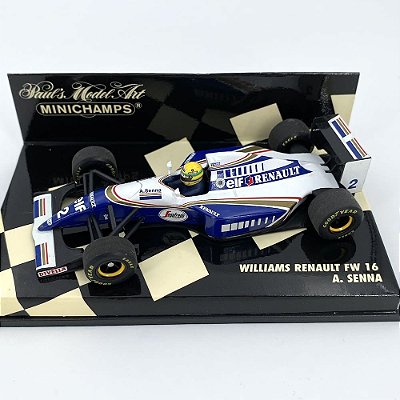 Miniatura F1 Minichamps 1/43 Williams Renault FW16 Ayrton Senna 1994- seminovo