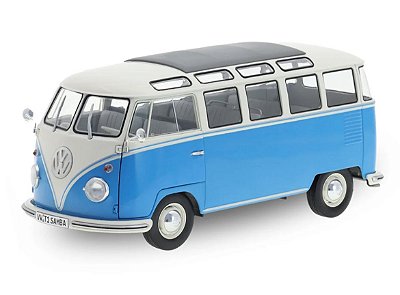Miniatura Volkswagen T1 Samba 1/18 azul - Solido 1962