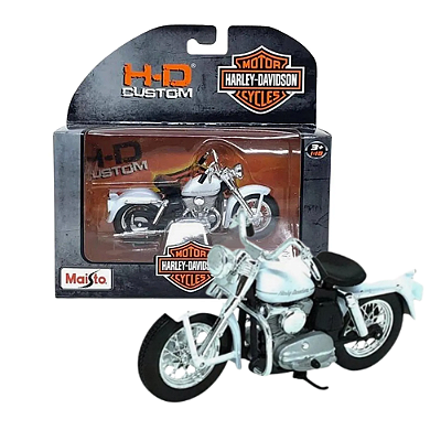 Miniatura Moto Harley Davidson 1952 K Model Branco 1/18