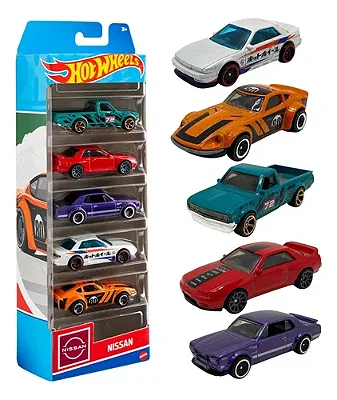Conjunto 5 Miniaturas carros Nissan Hot Wheels 1/64