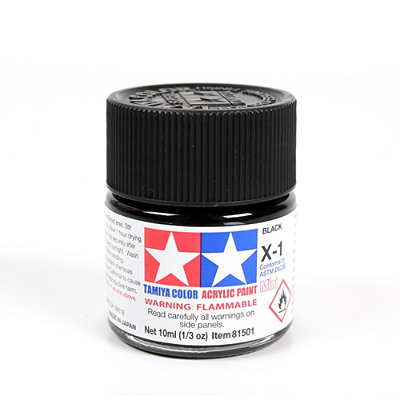 Tinta Acrílica Tamiya Mini 10 ml Preto X-1