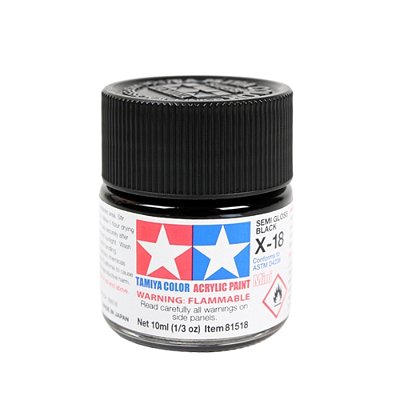 Tinta Acrílica Mini Semi Gloss Black 10ml Tamiya 81518