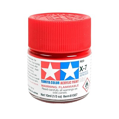 Tinta Acrílica Mini Vermelho X-7 10ml Tamiya 81507