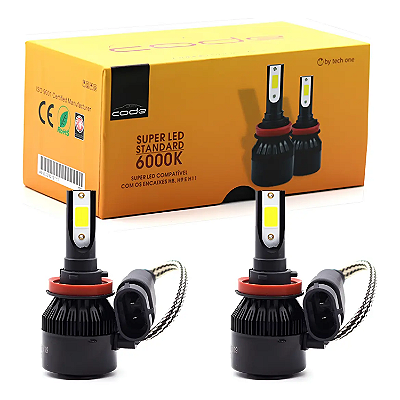 Super Led Tech One H8 6000k 3000 Lm Luz Branca Carro Moto