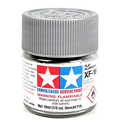 Tinta Acrílica Mini Tamiya Flat Aluminum XF-16 10 ml