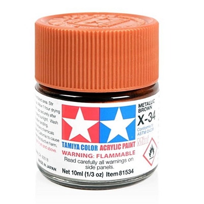 Tinta Acrílica Mini Metallic Brown X-34 10ml Tamiya