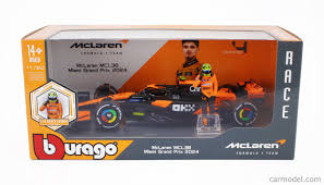 Miniatura F1 McLaren MCL38 Miami GP L.Norris 1/24  c/piloto