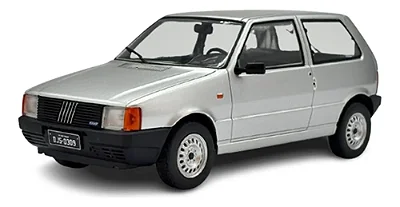 Miniatura Fiat Uno S 1985 Prata 1/24 coleção