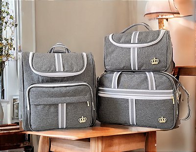 Kit Classic Cinza - Kit Bolsa Maternidade 3 peças