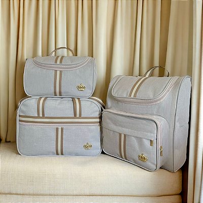 Kit Classic Bege - Kit Bolsa Maternidade 3 peças