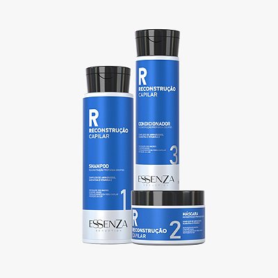 Kit Reconstrução Capilar Essenza Repara Danos Fortificante Capilar Linha Premium 3x Passos