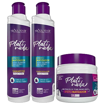 Kit Platinada Troia Hair Matizador 3 Itens