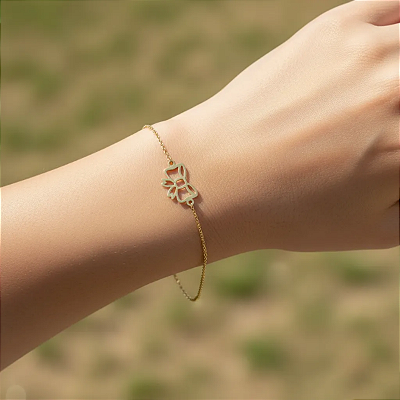 Pulseira Ouro 18k Laço 17,5cm Delicada Significa União Afeto