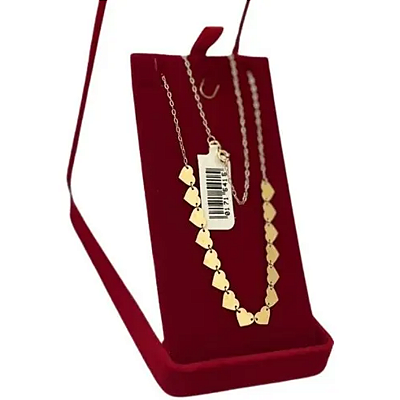 Colar Gargantilha 15 Corações Corrente Cartier Choker Ouro 18k